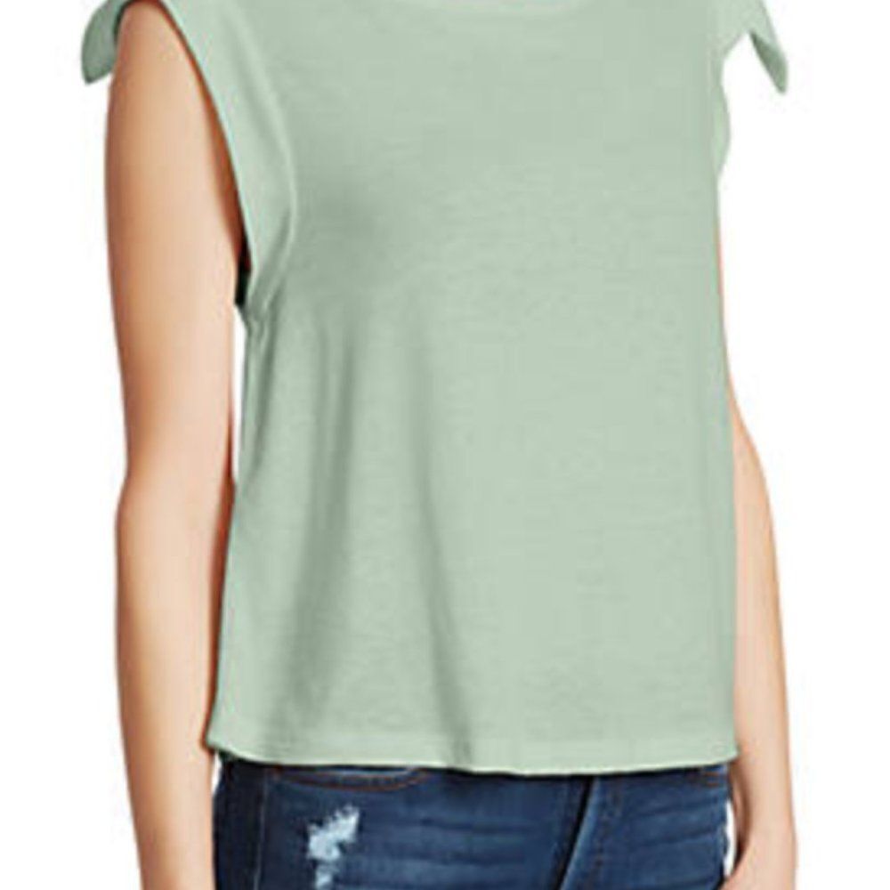 Ella Moss Betty Tie Shoulder Linen Top Size Small